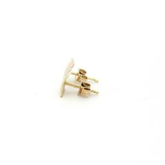 14k Tri Color Gold Square Stud Earrings